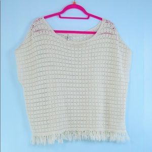 JOIE Ivory fringe tunic top Small